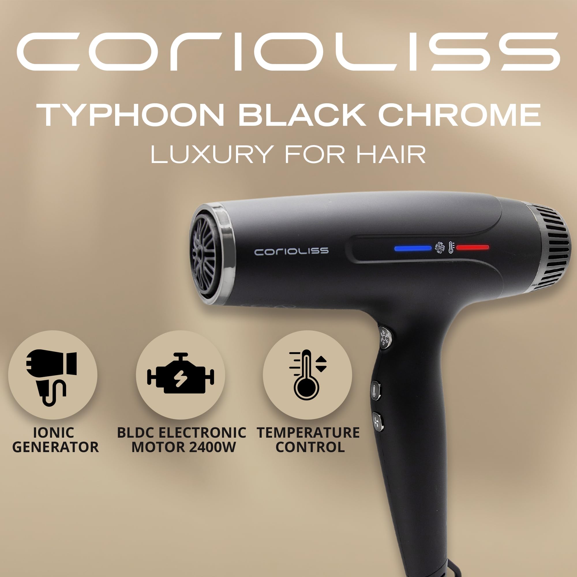 corioliss-typhoon-haartrockner-black-chrome-ionisch-417-g-selbstreinigung-mit-di image 2